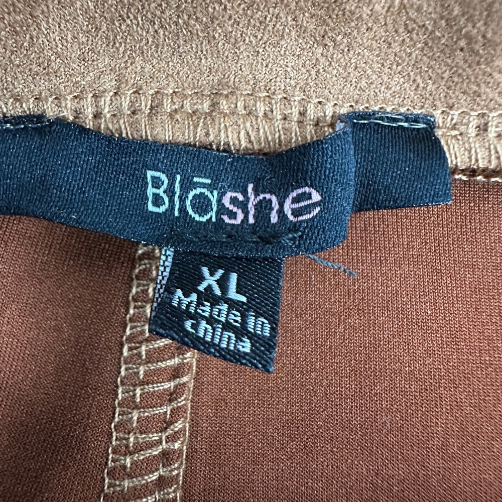 Blāshe Faux Suede Mini Skirt XL Brown A Line NWT Boho Festival Western Hippie - Picture 4 of 11